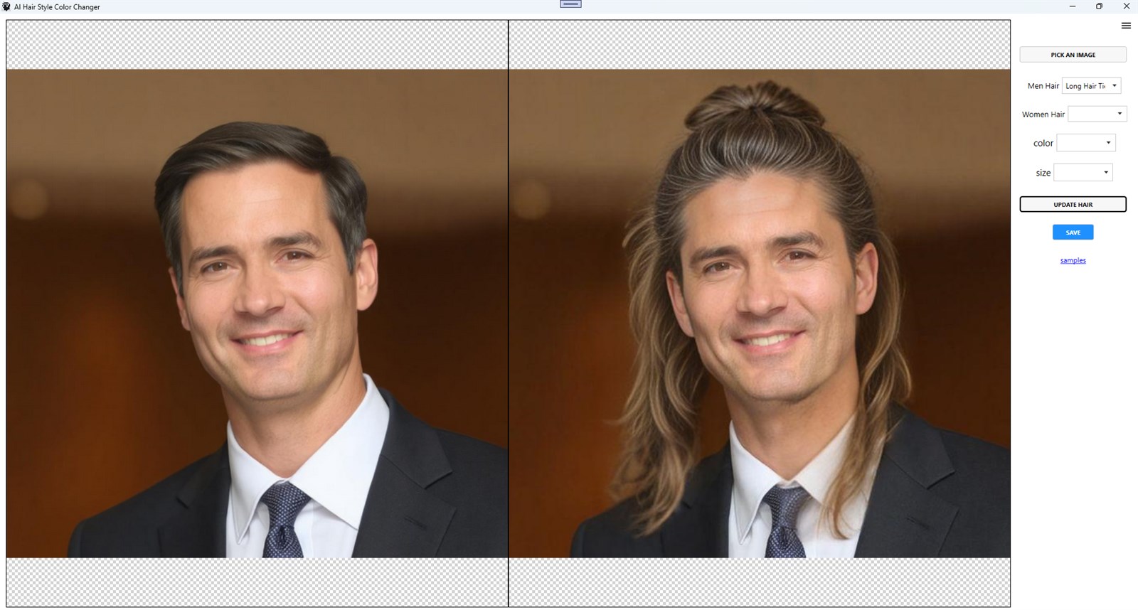 AI Hair Style & Color Changer interface screenshot from Microsoft Store