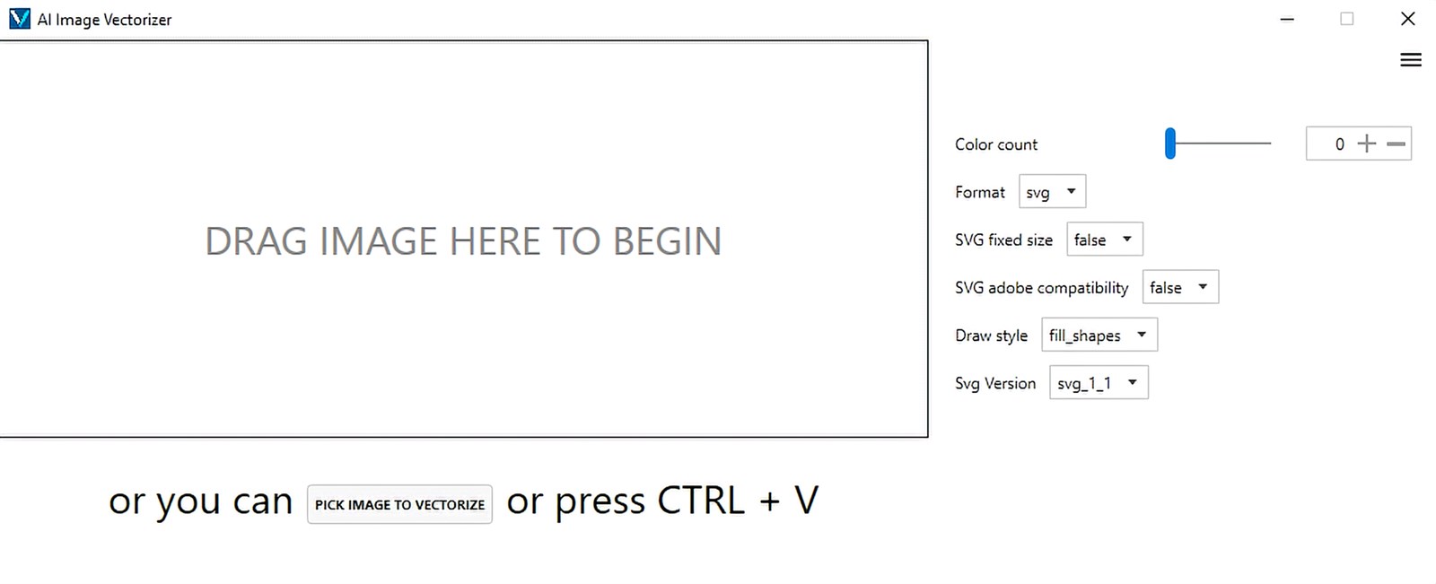 AI Image Vectorizer interface screenshot from Microsoft Store