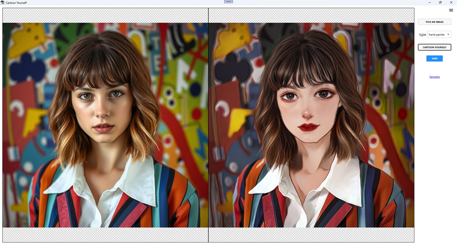 AI Photo to Cartoon Converter interface screenshot from Microsoft Store